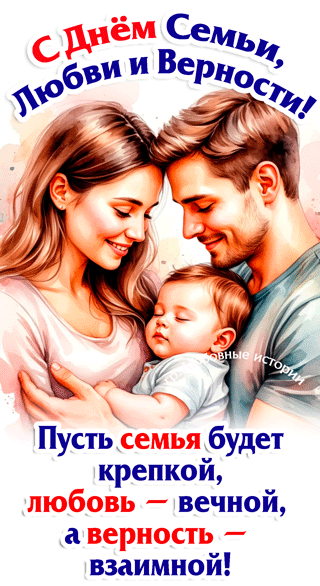 С Днём Семьи, Любви и Верности! Пусть семья будет крепкой, любовь — вечной, а верность — взаимной!