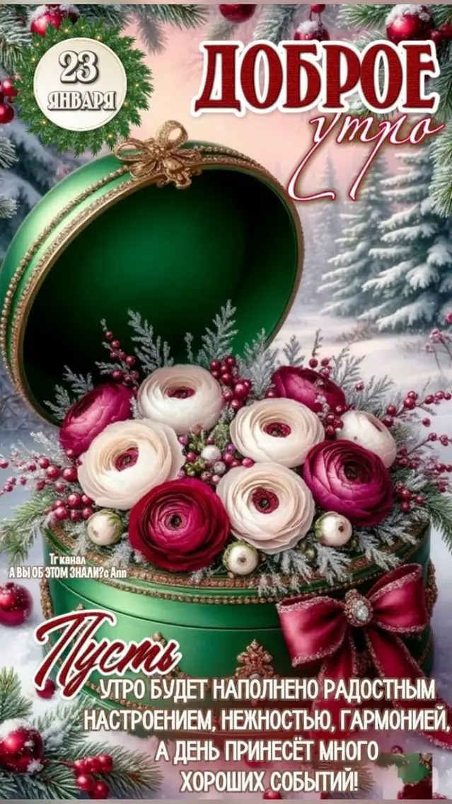 23 января. ДОБРОЕ утро. Пусть утро будет наполнено радостным настроением, нежностью, гармонией, а день принесёт много хороших событий!