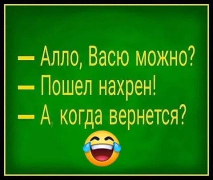 Алло Васю можно Пошел нахрен А когда вернется