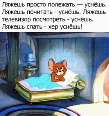 Ляжешь просто полежать уснешь Ляжешь почитать уснешь Ляжешь телевизор посмотреть уснёшь Ляжешь спать хер уснёшь