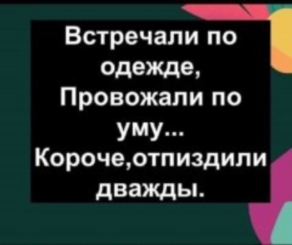 Встречали по одежде Провожали по уму Корочеотпиздили дважды