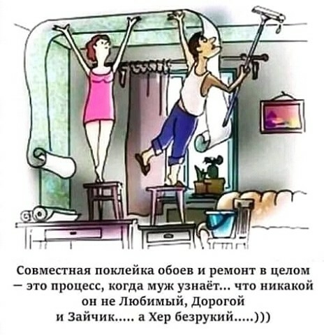 Ссвмеггиая поклейка обоев и ремонт в целом это процесс когда муж узнаёт что никакой он не Любимый дорогой и Зайчик а Хер безрукий