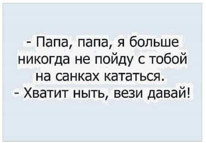 Папа папа я больше никогда не пойду с тобой на санках кататься Хватит ныть вези давай
