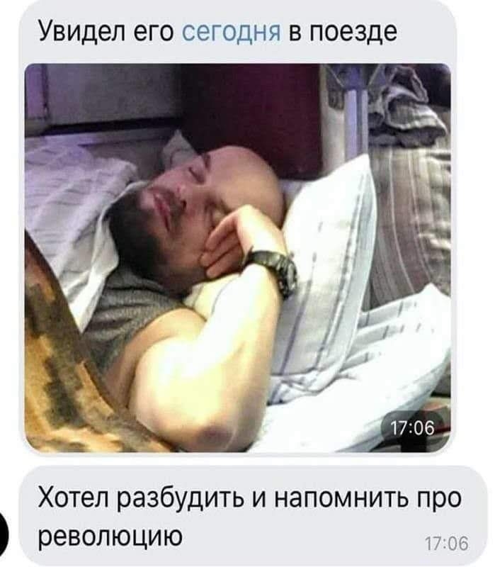 Увидел его СЭГОДНЯ В поезде Хотел разбудить и напомнить про революцию