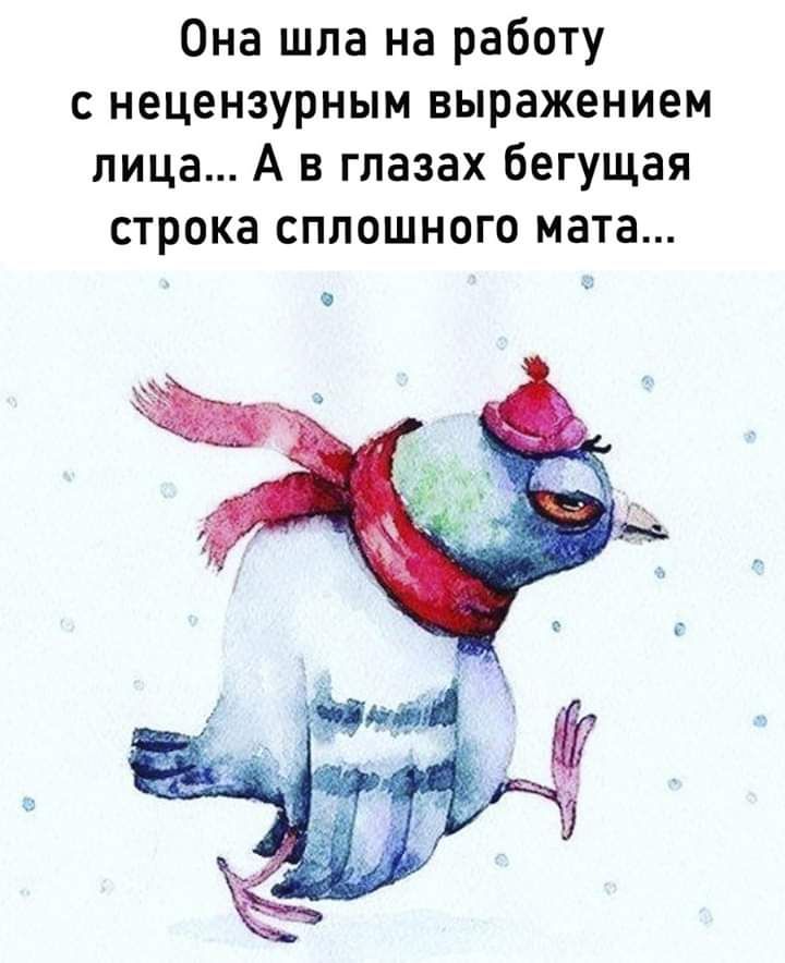 Она шла на работу с нецензурным выражением лица А в глазах бегущая строка сплошного мата