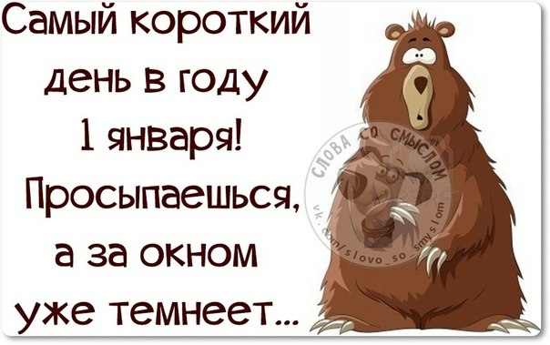 Самый короткий день в году 1 января Просыпаешься а за окном уже темнеет