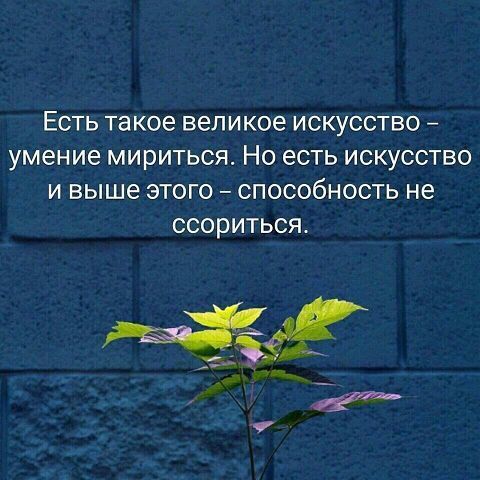 ЕСТЬ такое великое ИСКУССТВО умение мириться НО ЕСТЬ ИСКУССТВО И выше ЭТОГО СПОСОБНОСТЬ не ССОРИТЬСЯ