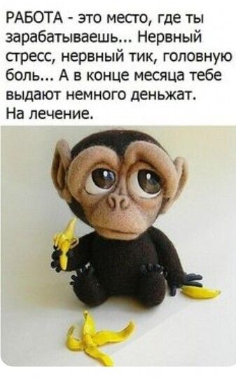 РАБОТА это место где ты зарабатываешь Нервный стресс нервный тик головную боль А в конце месяца тебе выдают немного деньжат На лечение