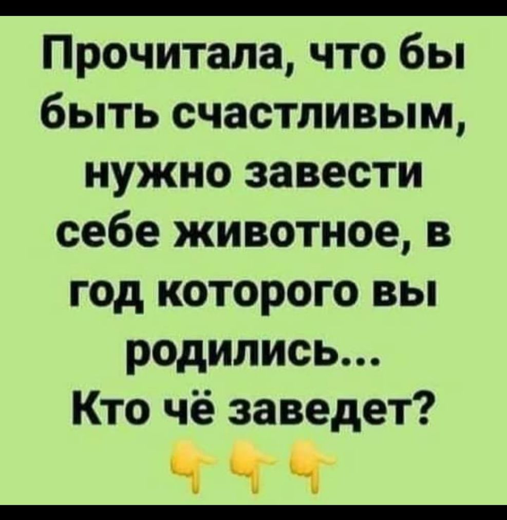 Прочитала что бы быть счастливым нужно завести себе животное в год которого вы родились Кто чё заведет ч гч