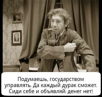 Подумаешь государством управлять Да каждый дурак сможет Сиди себе и объявляй денег нет
