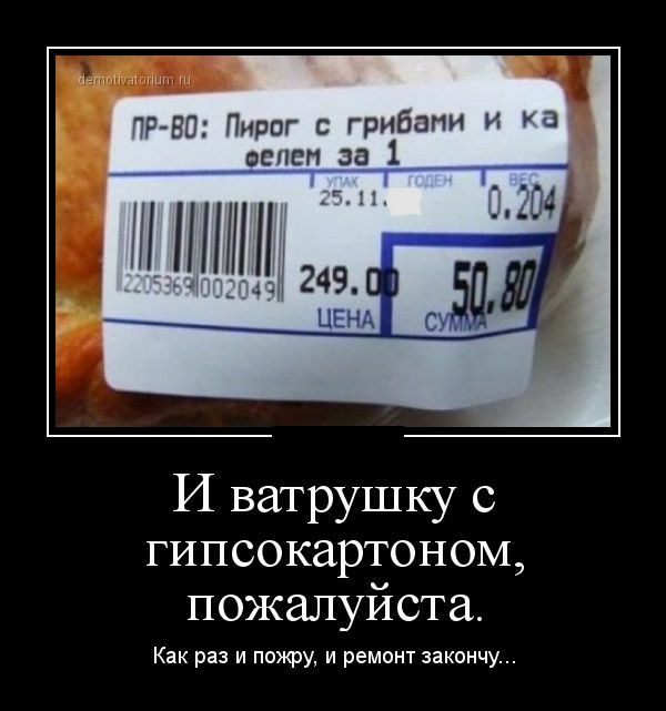 80 Пирог с грибами и на оспсп за 1 ППШ 249 Бат И ватрушку с гипсокартоном пожалуйста Как раз и пожру и ремонт закончу