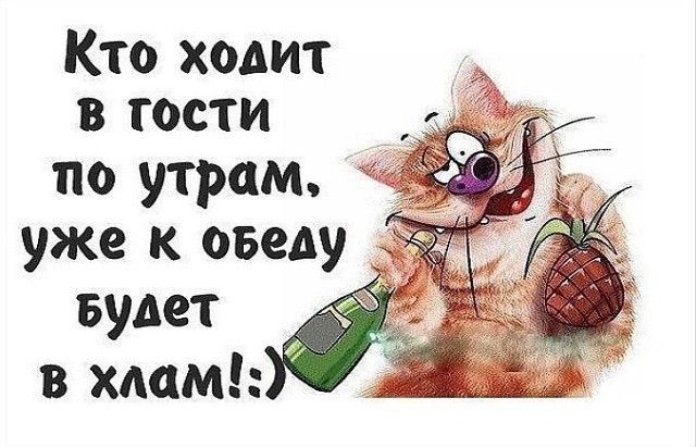 Кто ходит в гости по утрам уже к оведу Будет в хлам