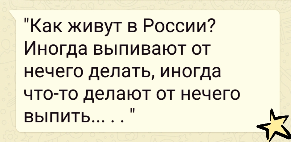 Как живут в России Иногда выпивают от нечего делать иногда что то делают от нечего выпить М ЧА