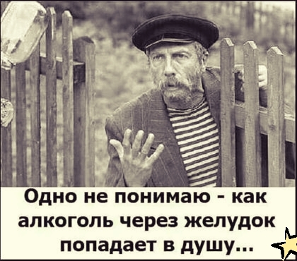 Одно непонимаю как алкоголь через желудок попадает в душу