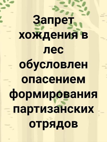 Г _ запреіц ХОЖДения в лес обусловлен опасением формирэгания партизанских отрядов