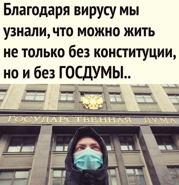 Благодаря вирусу мы узналичто можно жить не только без конституции но и без ГОСДУМЫ ___
