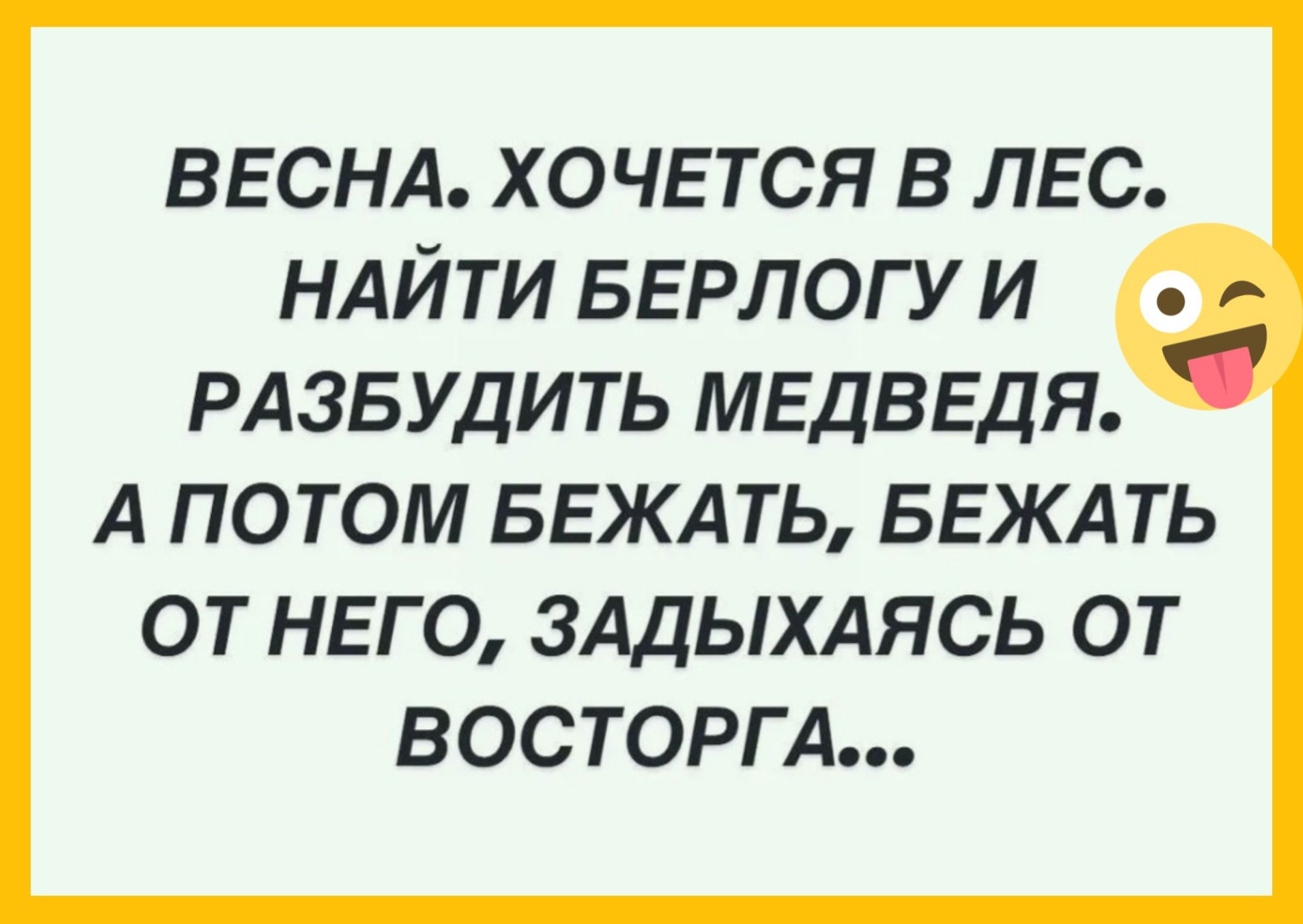 ВЕСНА. ХОЧЕТСЯ В ЛЕС. НАЙТИ БЕРЛОГУ И РАЗБУДИТЬ МЕДВЕДЯ. А ПОТОМ БЕЖАТЬ, БЕЖАТЬ ОТ НЕГО, ЗАДЫХАЯСЬ ОТ ВОСТОРГА...