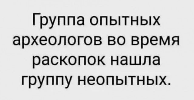 Группа опытных археологов во время раскопок нашла группу неопытных