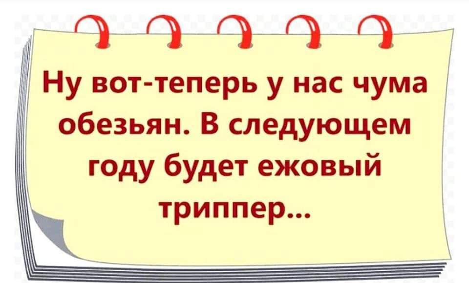 Ну вот теперь у нас чума д обезьян В следующем году будет ежоный триппер