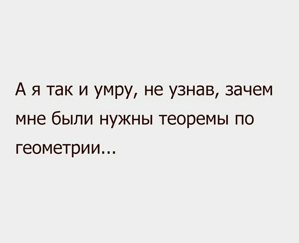 А я так и умру не узнав зачем мне были нужны теоремы по геометрии
