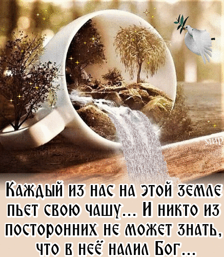 на этом земде пьет свою чашу и никто из посторонних не может знать ЧТО В НЁЁ НАМИ БОГ Каждый из нас
