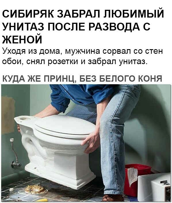СИБИРЯК ЗАБРАЛ ЛЮБИМЫЙ УНИТА_3 ПОСЛЕ РАЗВОДА С ЖЕНОИ Уходя из дома мужчина сорвал со стен обои снял розетки и забрал унитаз КУДА ЖЕ ПРИНЦ БЕЗ БЕЛОГКОНЯ