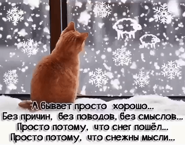 г 1 бывает просто хорошо Без причин без поводов без смыслов Просто потому что снег пошёл ПРОСТО ПОТОМУ ЦТО СНЭЖНЫ МЫСЛИ