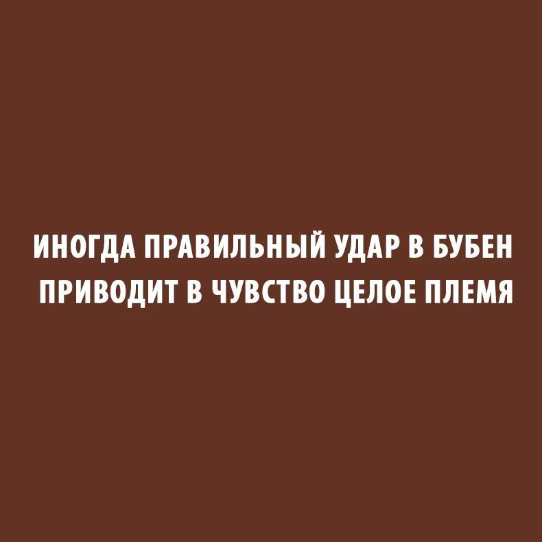 ИНОГДА ПРАВИЛЬНЫЙ УДАР В БУБЕН ПРИВОДИТ В ЧУВСТВО ЦЕЛОЕ ПЛЕМЯ