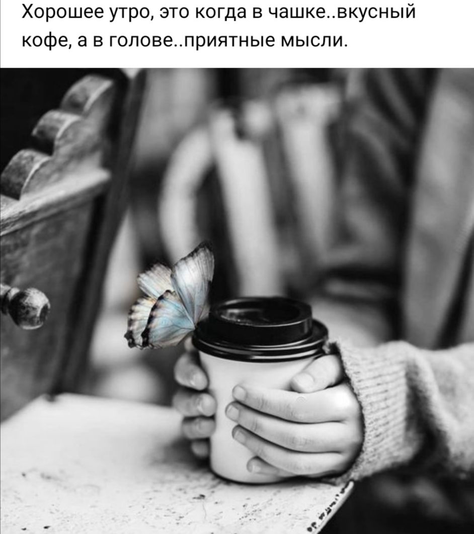 Хорошее утро это когда в чашкевкусный кофе а в головеприятные мысли