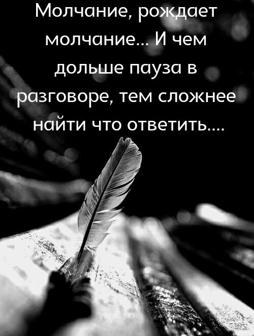Молчание рождает молчание И чем дольше пауза в разговоре тем сложнее НОЙТИ ЧТО ОТВЭТИТЬ