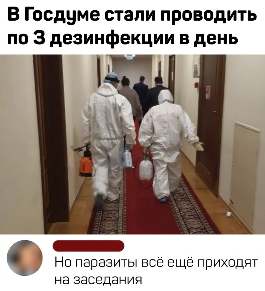В Госдуме стали проводить по 3 дезинфекции в день _ т _ ь Но паразиты всё ещё приходят на заседания
