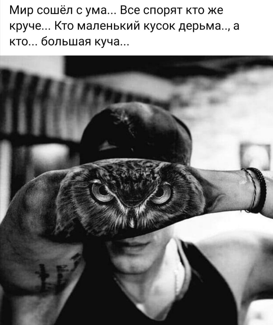 Мир сошёл с ума Все спорят кто же круче Кто маленький кусок дерьма а кто большая куча