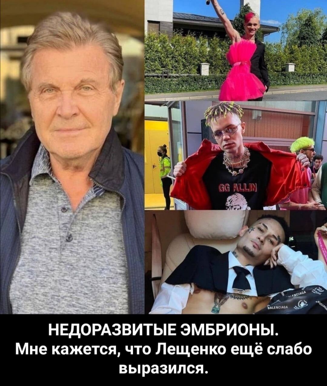 ддддддд НЕДОРАЗВИТЫЕ ЭМБРИОНЫ Мне кажется что Лещенко ещё слабо выразился