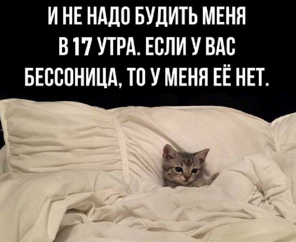 И НЕ НАШ БУДИТЬ МЕНЯ В 17 УТРА ЕСЛИ У ВАС БЕБСОНИЦА ТП У МЕНЯ ЕЁ НЕТ