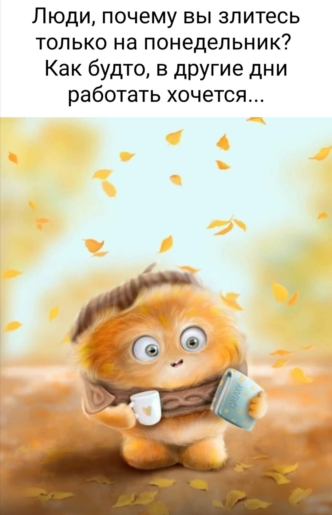 Люди почему вы злитесь только на понедельник Как будто в другие дни работать хочется