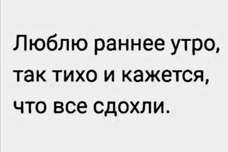 Люблю раннее утро так тихо и кажется что все сдохли