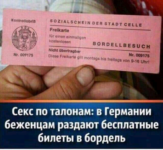 Секс по талонам в Германии беженцам раздают бесплатные билеты в бордель