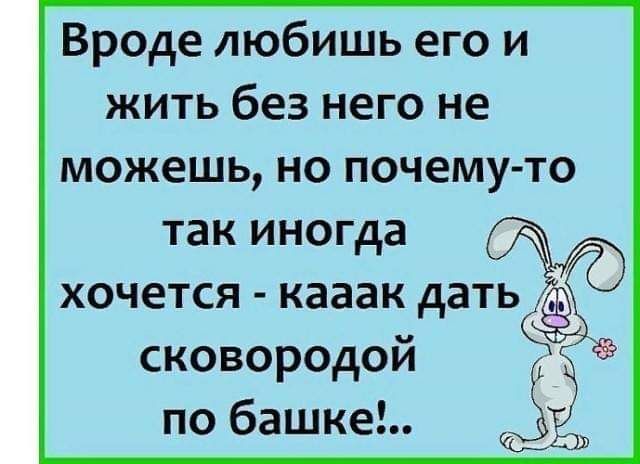 Вроде любишь его и жить без него не можешь но почемуто так иногда хочется кааак дать сковородой по башке