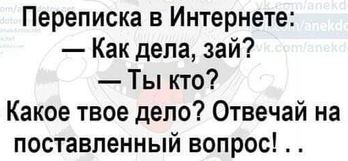 Переписка в Интернете Как дела зай Ты кто Какое твое депо Отвечай на поставленный вопрос