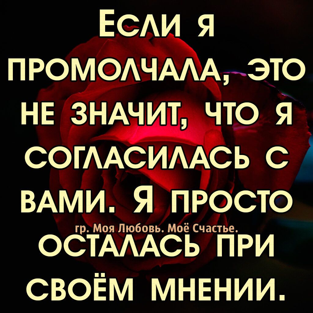 Если я промоачаъа это не значит что я сог:ь с вами. Я просто осталась при своём мнении.