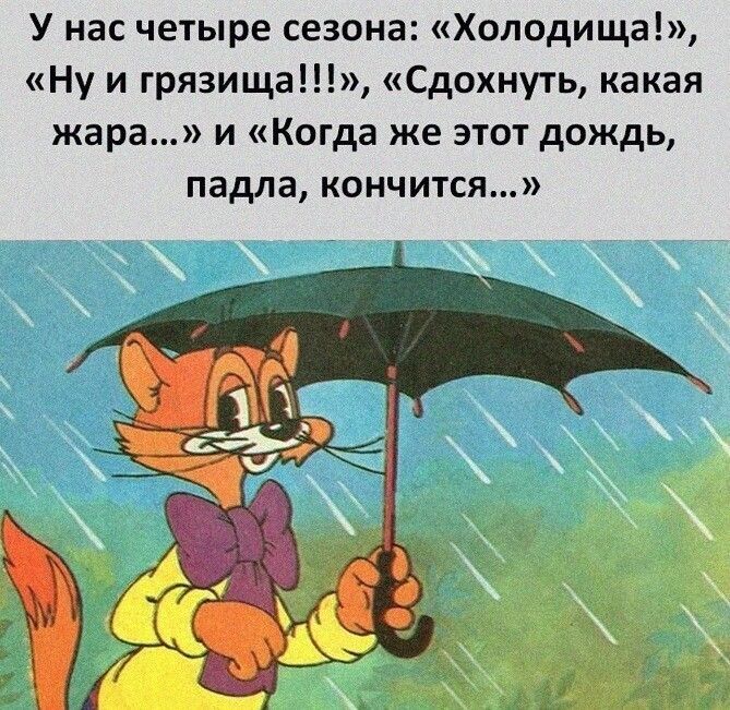 У нас четыре сезона Холодища Ну и грязища Сдохнуть какая жара и Когда же этот дождь падла кончится