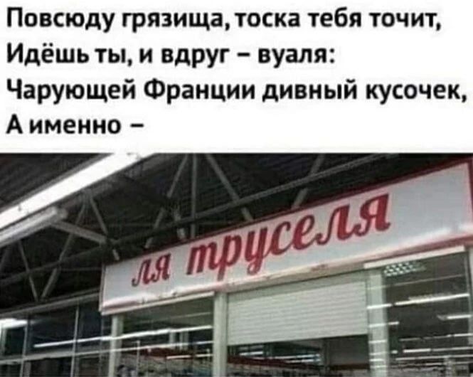 Повсюду грязищалоска тебя точит Идёшь ты и вдруг вуаля Чарующей Франции дивный кусочек А именно