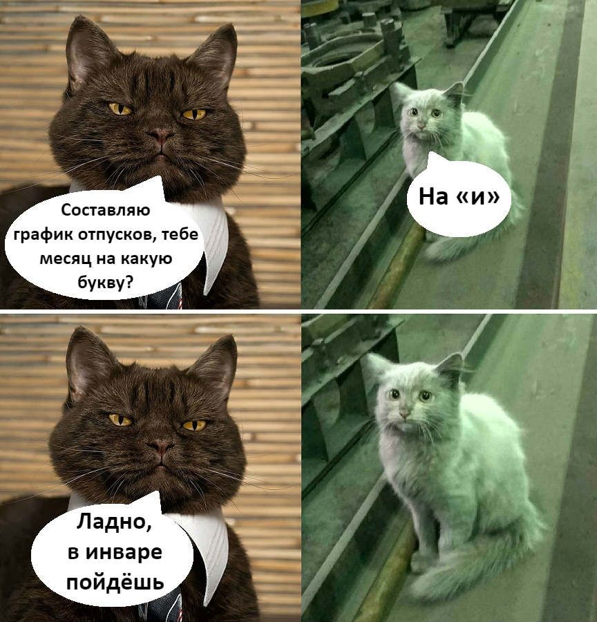 Составляю график отпусков тебе месяц на какую букву Ладно в инваре пойдёшь