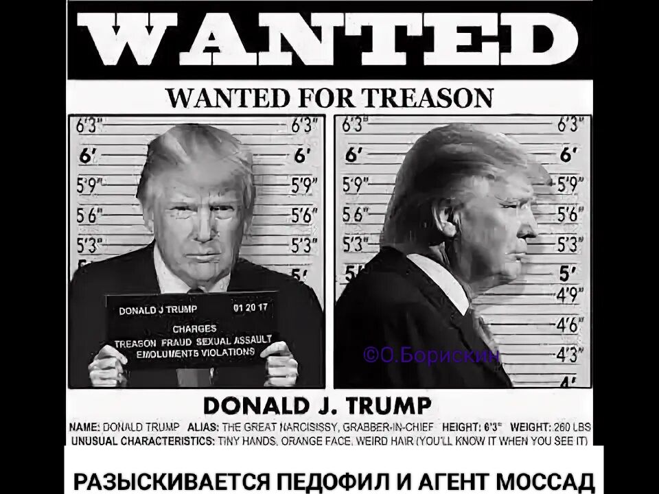 WANTED FOR TREASON ... CHARGES: TRAfficking HUGE UNUSUAL CHARACTERISTICS ... РАЗЫСКИВАЕТСЯ ПЕДОФИЛ И АГЕНТ МОССАД