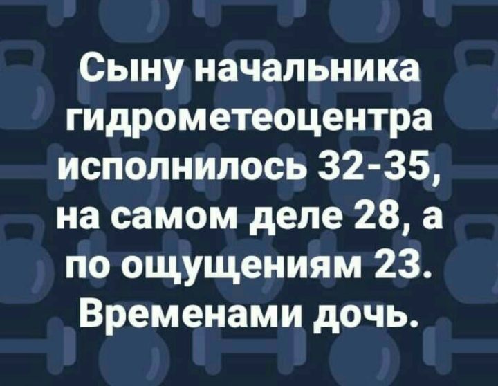 Сыну начальника гидрометеоцентра исполнилось 32 35 на самом деле 28 а по ощущениям 23 Временами дочь