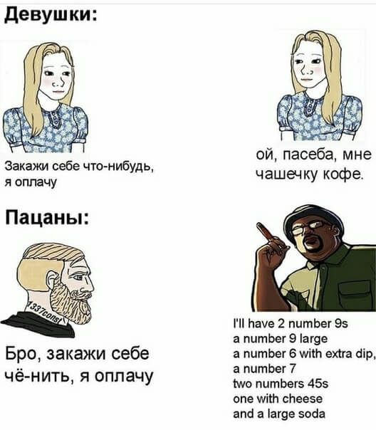 девушки Закажи себе чтонибудь я оплачу Пацаны Бро закажи себе чёнить я оплачу ой пасеба мне чашечку кофе 1 Наука 2 питЬегЭэ а питЬеі 9 агзв а питЬех 6 шіт ехиа йір а питЬег 7 то питЬегз 455 опе шіт сЬее5е апа а аг9е зоба