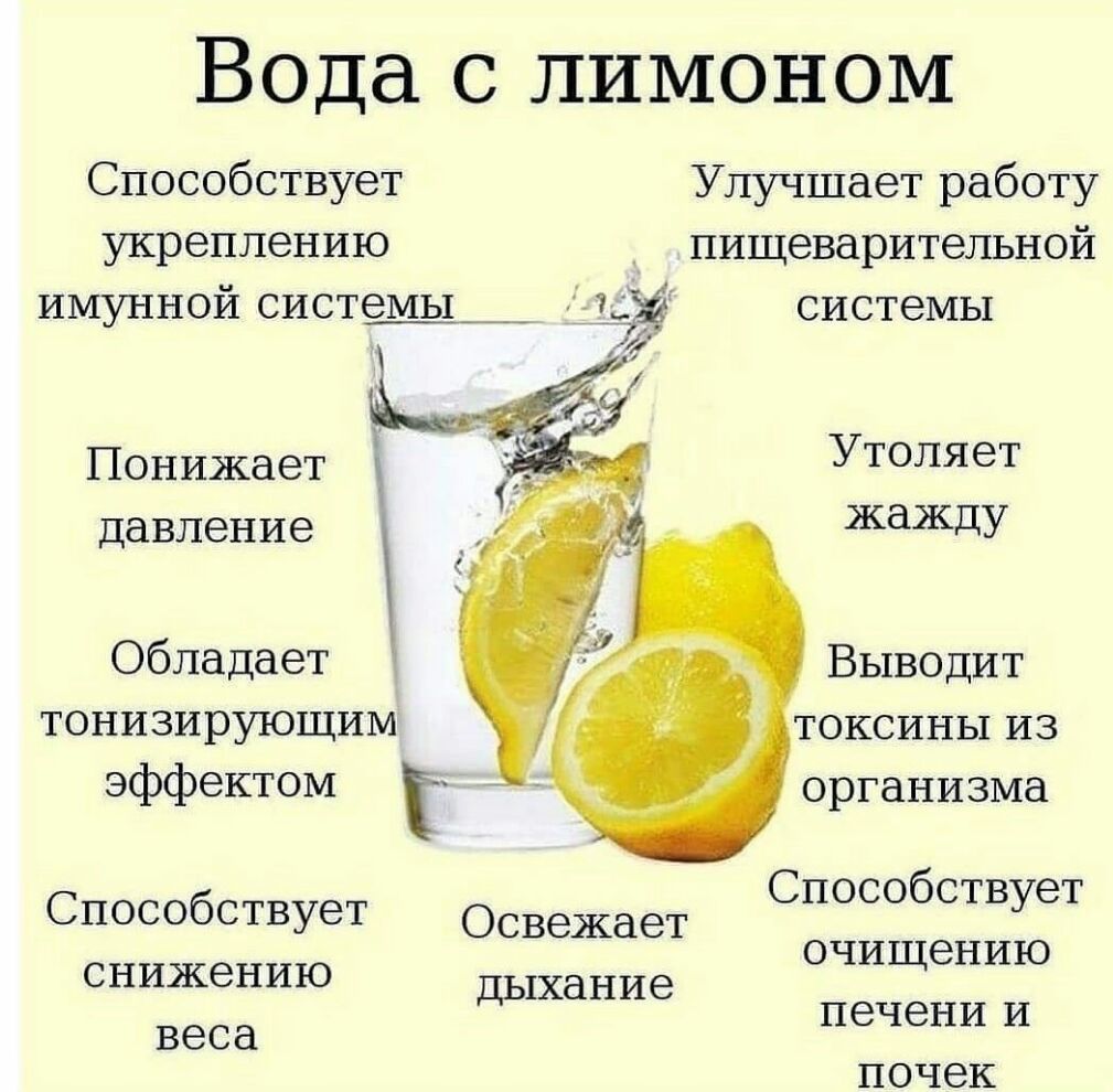 Вода с лимоном Способствует Улучшает работу укреплению пищеварительной имунной систеШ_ системы Понижает Утоляет давление жажду Обладает Выводит тонизирующим токсины из эффектом _ организма Способствует Освежает Способствует снижению дыхание очищению веса печени и почек