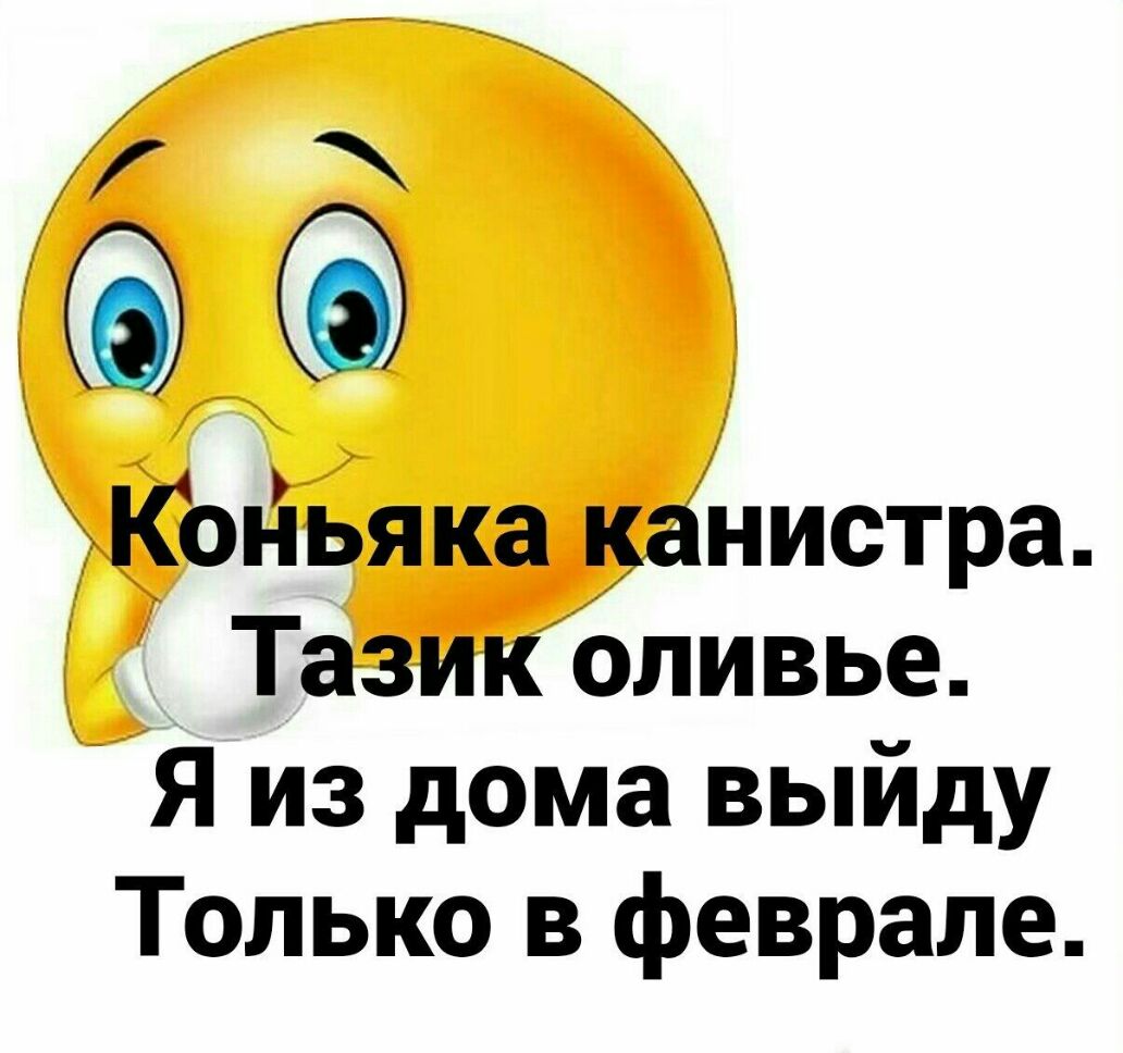 Коньяка канистра Тазик Оливье Я из дома выйду Только в феврале