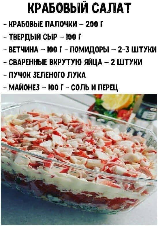КРАБОВЫЙ САЛАТ КРАБОВЫЕ ПАПВЧКИ 200 Г ТВЕРДЫЙ СЫР ЮО Г БЕТЧИНА ГОО Г ПОМИДОРЫ 23 ШТУКИ СВАРЕННЫЕ ВКРУТУЮ ЯЙЦА 2 ШТУКИ ПУЧОК ЗЕЛЕНОГО ЛУКА МАЙОНЕЗ ГПО Г СОЛЬ И ПЕРЕЦ