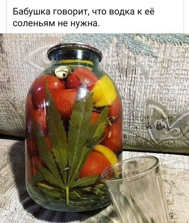 Бабушка говорит что водка к её соленьям не нужна Е